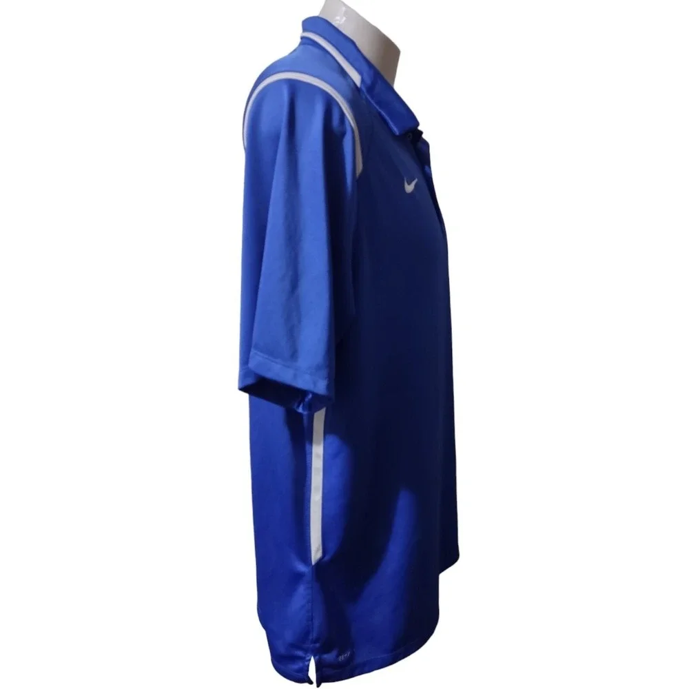 Nike Polo Shirt Mens Blue Norm Core Athleisure Logo Short Sleeve Top Relaxed Fit